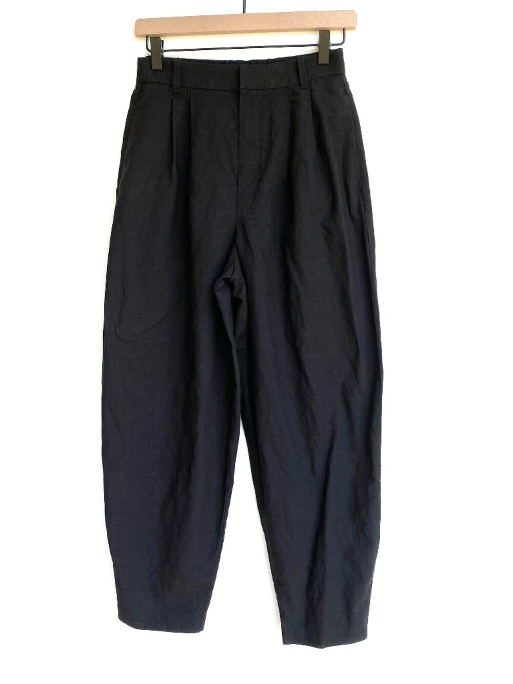 Uniqlo x Comptoir des Cotonniers Black Linen Blend Pleated Barrel Pants Small
